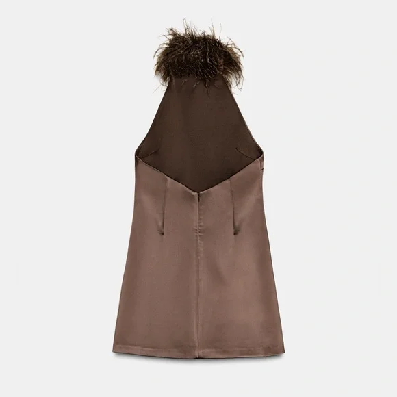 Zara HALTER DRESS WITH FEATHERS